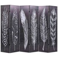 biombo divisor plegable 228x170 cm plumas blanco y negro vidaxl
