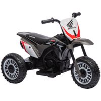 homcom moto electrica infantil con licencia honda crf450rl con velocidad 3 kmh bocina sonido de arranque 71x405x435 cm gris