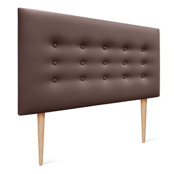 Dhome Cabecero De Polipiel Con 3 Hileras De Botones Y Patas Cabezal Tapizado Cama Lujo (chocolate, 90cm)