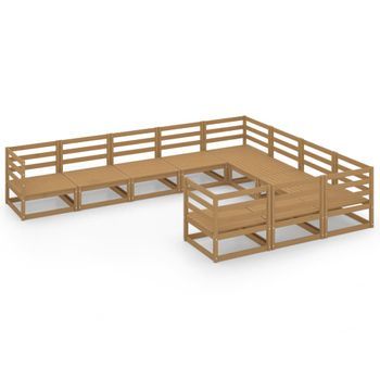 Muebles De Jardín 10 Piezas Madera Maciza De Pino Vidaxl