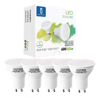 aigostar -bombilla led 8w gu10 luz blanca fria 6400k 600lm esmerilada no regulable - caja de 5 unidades