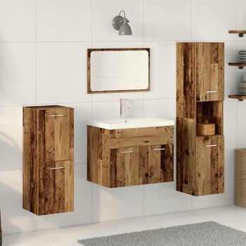Vidaxl Juego De Muebles De Baño 4 Uds. Madera Envejecida