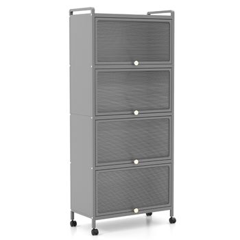 Costway Armario con Ruedas Estantería de Cocina de 5 Niveles con Puertas Abatibles de PC 60 x 32 x 154 cm