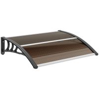 outsunny marquesina exterior para puerta y ventana 75x100 cm contra sol y lluvia con soporte de aleacion de aluminio marron   aosom espana
