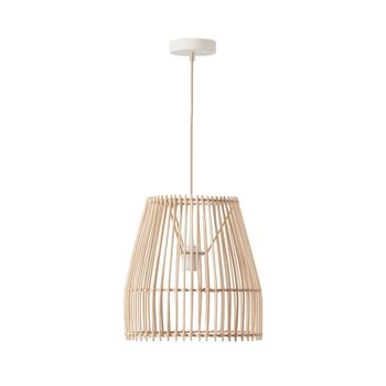 Lámpara techo mimbre natural beige estructura metal