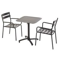mesa reclinable 70 x 70 cm y 2 sillas negro almada - oviala