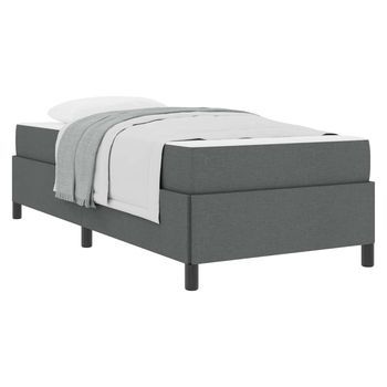 Cama Individual | Cama Para Adulto | Cama Tipo Box Spring Gris Oscuro 80 X 200 Cm Tela