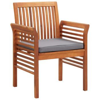 Pack 2 Uds Sillas De Comedor Jardín | Silla De Exterior | Sillón Con Cojines Madera Maciza Acacia Cfw599975
