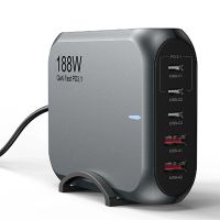 gan tech cargador bakeey de 188w 5 puertos usb pd 2usb-a3usb-c pd31 ufcs estacion de carga rapida de escritorio ench