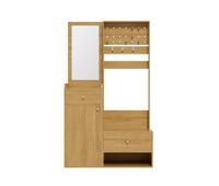 mueble recibidor compacto 105 cm - almacenaje con espejo ganchos ajustables y estantes - madera