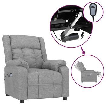Sillón Reclinable Eléctrico Tela Gris Claro Cfw584658