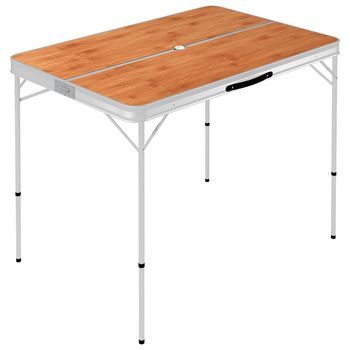 Mesa De Camping | Mesa De Jardín | Mesa De Picnic Plegable Con 2 Bancos Aluminio Marrón