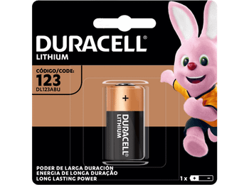 Pila - Duracell CR123A, Pilas especiales de litio 123 6V, 1 unidad (CR123 / CR123A CR17345), Negro
