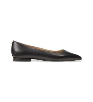 Lauren Ralph Lauren para mujer. 802P09039001 Bailarina Londyn de piel negro (36.5), Plano, Ninguno, Casual, Clásico