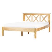 cama con somier de listones moderno cabecero de madera marron claro 140 x 200 cm tannay