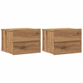 Mesitas De Noche De Pared 2 Uds Color Roble Artisan 40x32x30 Cm Vidaxl