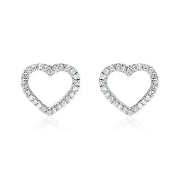 Pendientes corazón de oro 14 quilates con diamantes