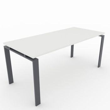 Mesa/escritorio Para Teletrabajo, Oficina Y Hogar. Estructura Marco Abierto Color Gris Grafito. Tablero Color Blanco. Fabricado En España. (160 X 80