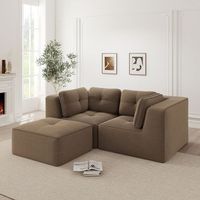 sofa modular esquinero de pana marron 208  177 cm configuracion en l