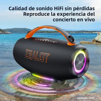Zealot_S167 Altavoz Bluetooth portátil de 100 W Altavoz para exteriores Bluetooth 5.4 con IPX6 resistente al agua, 12 horas de reproducción, para acampar y hacer senderismo