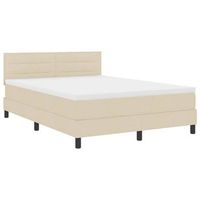 cama tipo box spring con tiras led crema 140 x 190 cm tela vidaxl