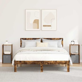 Mesita De Noche 2 Uds - Dormitorio - Madera De Ingeniería - Roble Ahumado (30.5x27x59.5cm)