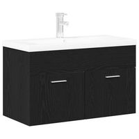 mueble de cuarto de bano roble negro 90 x 385 x 46 cm