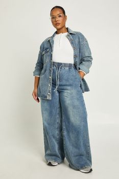 Vaqueros Plus Con Cintura Elástica, Gris