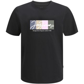 Jack & Jones Camiseta 12263187 JORPORTLAND BLOCK BRANDING SS CREW JNR BLACK para niño