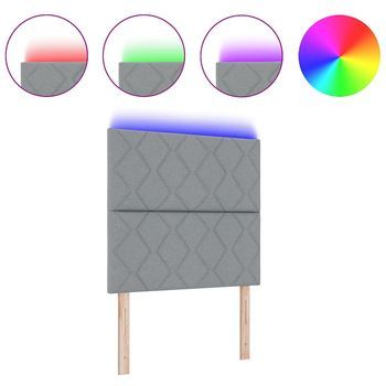 Cabecero Con Luces De Tiras Led Gris Claro 100 Cm Tela