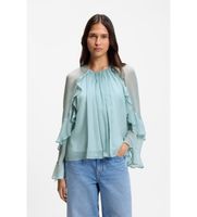boss para mujer 50573224 blusa bradia verde 40 casual viscosa manga larga