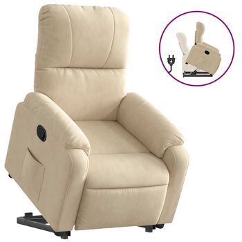 Sillón De Salón | Silla | Sillón Reclinable Elevable Tela De Microfibra Color Crema