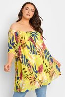 yours top amarillo tropical con hombros descubiertos  mujer curvy y tallas grandes yours