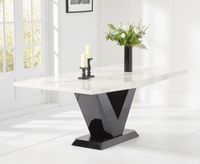 verbier 200cm white v pedestal marble dining table