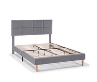 estructura de cama tapizada silvi de 30 cm 150x190 cm gris oscuro