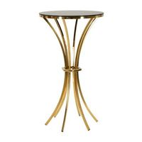 mesa de bar de metal dorado y negro y cristal o 60x108 cm