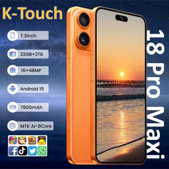 K-Touch iFone 18 Pro Maxi, teléfono móvil inteligente con desbloqueo facial, Android, pantalla de 7,3 pulgadas, cámara de 16+48MP, 5G, doble tarjeta SIM, doble modo de espera, batería de 7800 mAh,