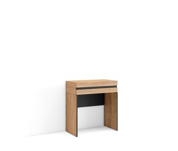 Consola entrada, mueble con cajón, 70x35x75cm, recibidor, con almacenamiento, estilo moderno, roble