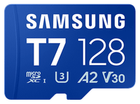 tarjeta micro sdxc - samsung t7 mb-mb128t 128 gb lectura hasta 170 mbs uhs clase 3 a2 v30 azul