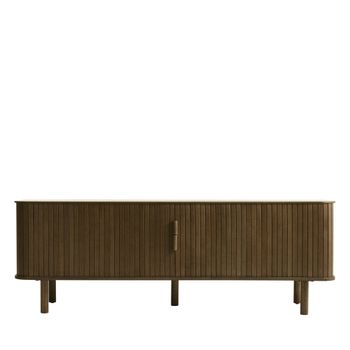 Mueble tv puertas correderas de madera estriada l160cm - madera oscura