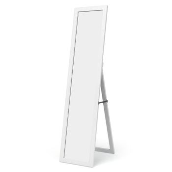 Costway Espejo de Cuerpo Entero Montado a la Pared con Estructura de Madera para Dormitorio Salón Entrada Blanco 37 x 50 x 155 cm