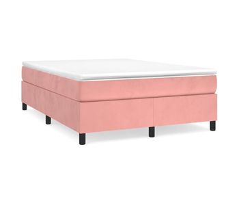 Cama box spring con colchón terciopelo rosa 140x200 cm