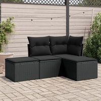 conjunto de sofas jardin 4 uds  mueble jardin mesa y sillas con cojines ratan sintetico negro cfw398487