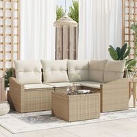 conjunto de sofa de jardin de 5 piezas con cojines de ratan beige v2973 unico  beige