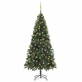 Árbol De Navidad Preiluminado Con Luces Y Bolas Verde 210 Cm Vidaxl