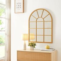 espejo de pared villalago cuadriculado en forma de ventana mdf 80 x 60 cm - dorado encasa