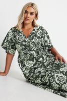 yours vestido verde cruzado de flores mujer curvy y tallas grandes yours