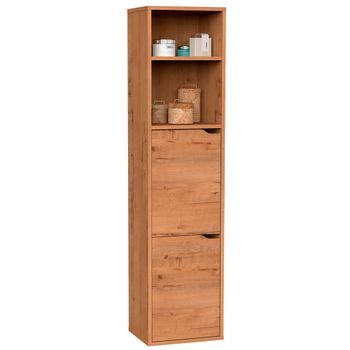 Columna De Baño, Mueble Auxiliar, Armario Alto Estilo Moderno 150x36,5x30 Cm Espacio Almacenaje Madera  Briebe Aura