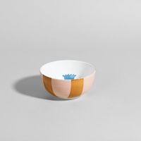bol de ceramica a rayas con flor multicolor