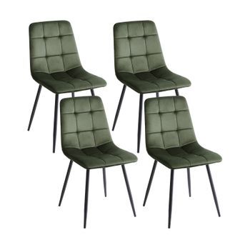 Conjunto De 4 Sillas De Comedor Moderno Patas De Hierro Terciopelo Verde Oliva Powell